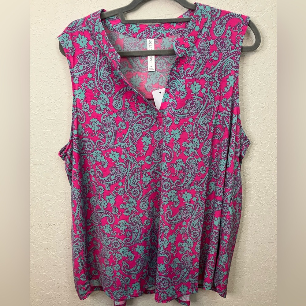 Dear Scarlett pink and turquoise paisley blouse
